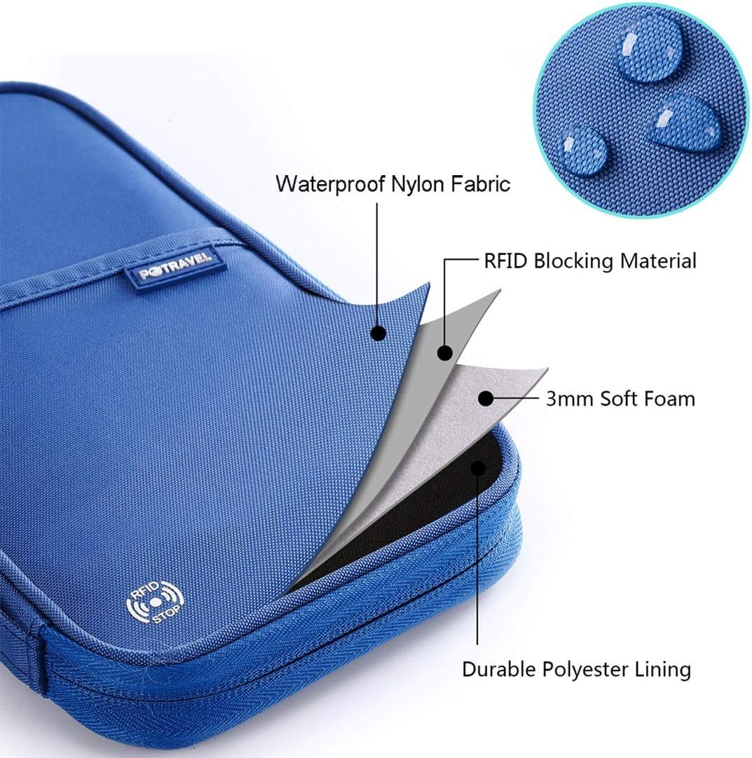 RFID Family Passport Holder Travel Wallet Waterproof Holiday Document Organiser for Credit ID Cards Boarding Passes Flight Tickets Cash and Other Travel Accessories by Mankn image number 5