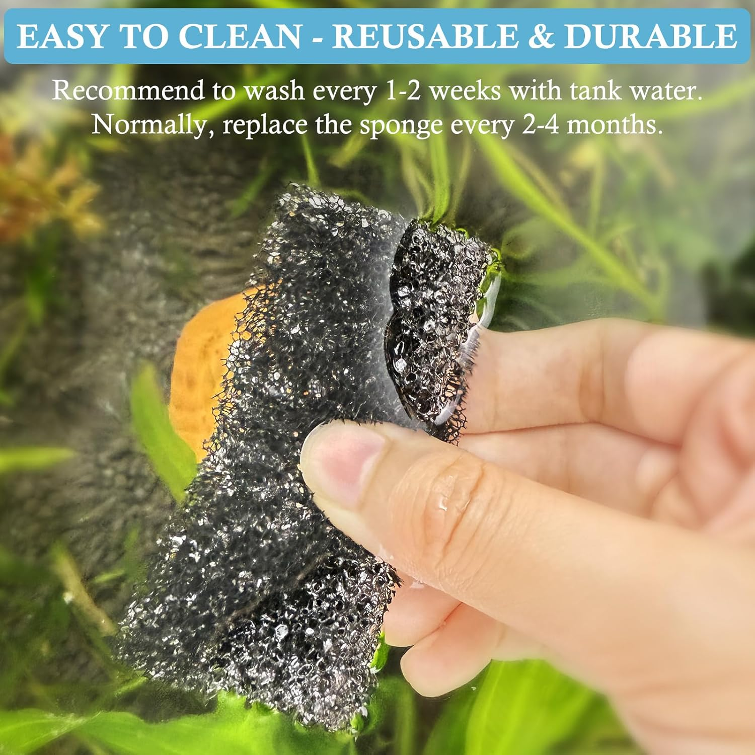 4PCS Replacement Aquarium Biochemical Sponge for 3W Aquarium Filter, Aquarium Filter Sponges for Replacement (Sponge for 3W)