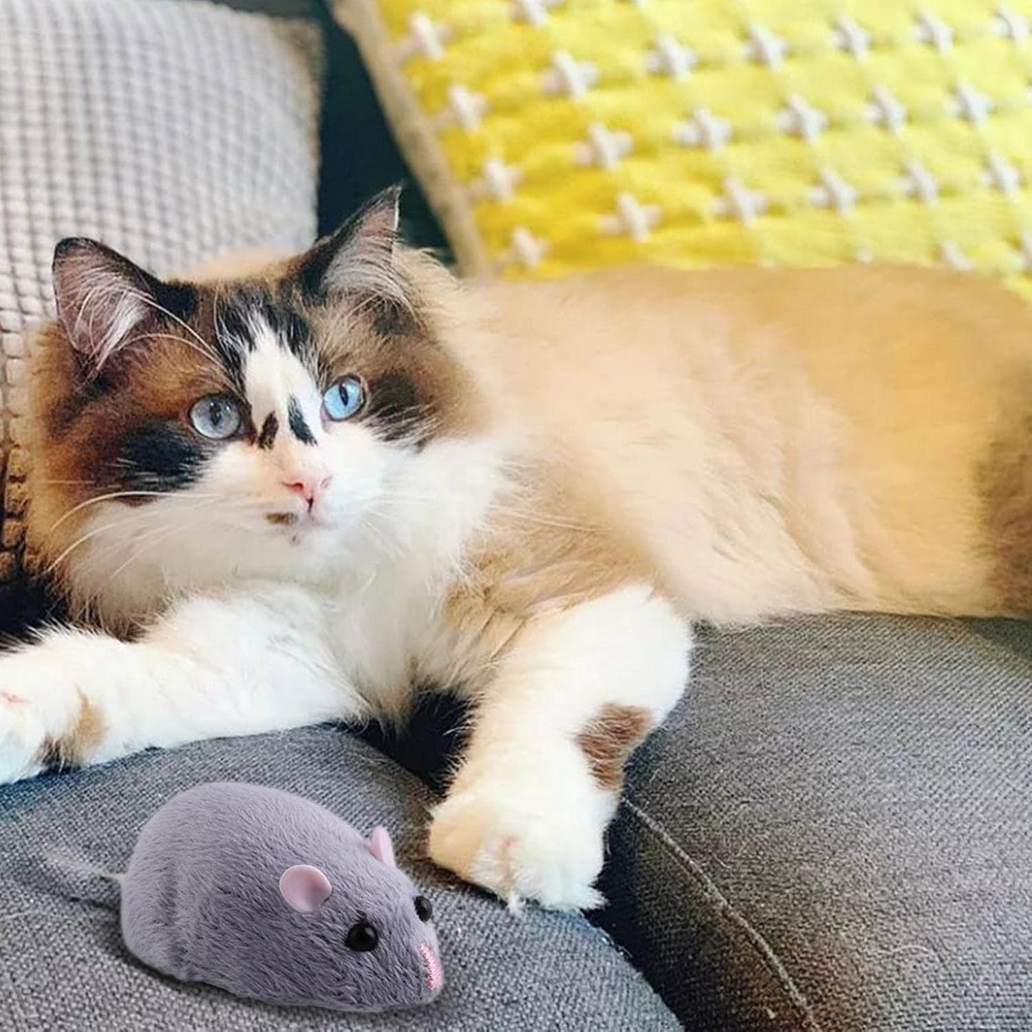 Electronic Moving Mouse, Realistic Interactive Cat Toy Robot Moving Mice with Squeaking Sound, Built-In Battery for Cats (Color : A) image number 2