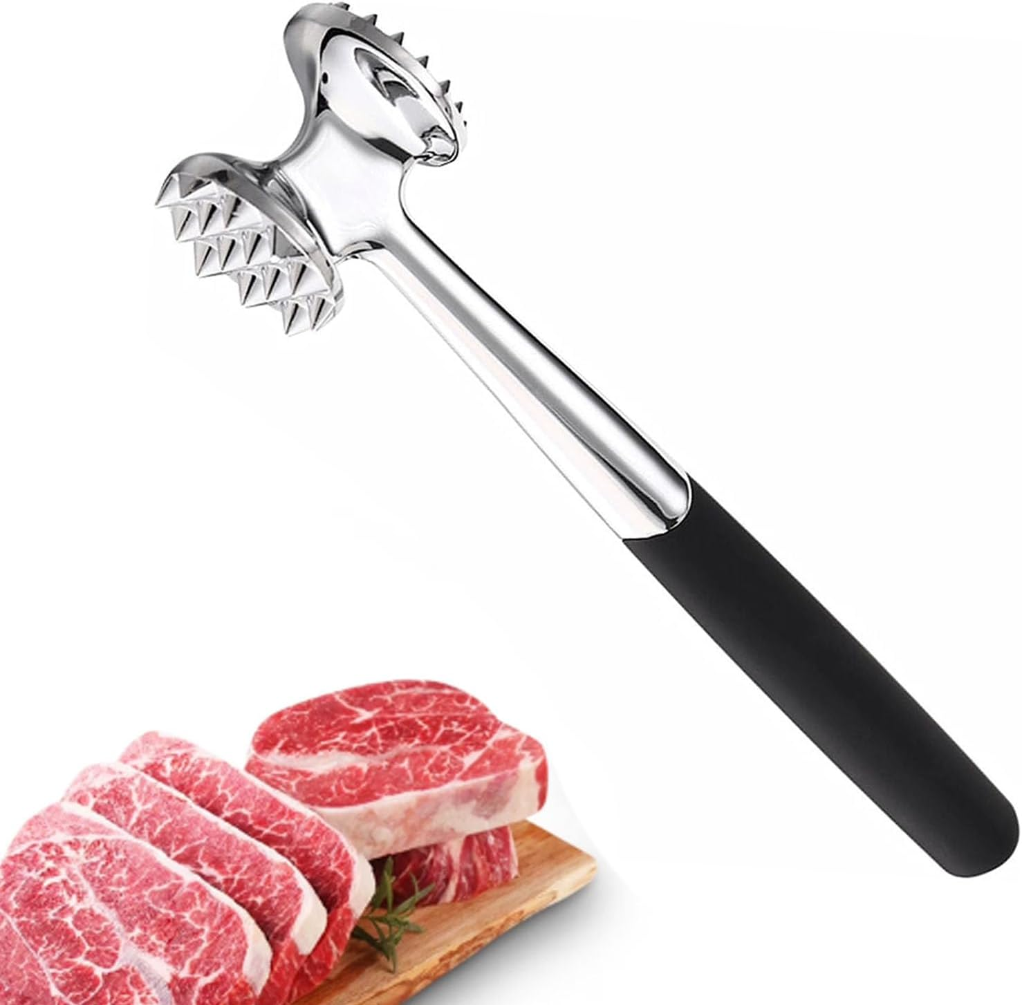 Meat Tenderizer, Dual Sided Nails Meat Mallet, Meat Hammer for Tenderizing and Pounding Steak,Chicken, Fish,Beef,Poultry,Meat Pounder with Rubber Comfort Grip Handle image number 2