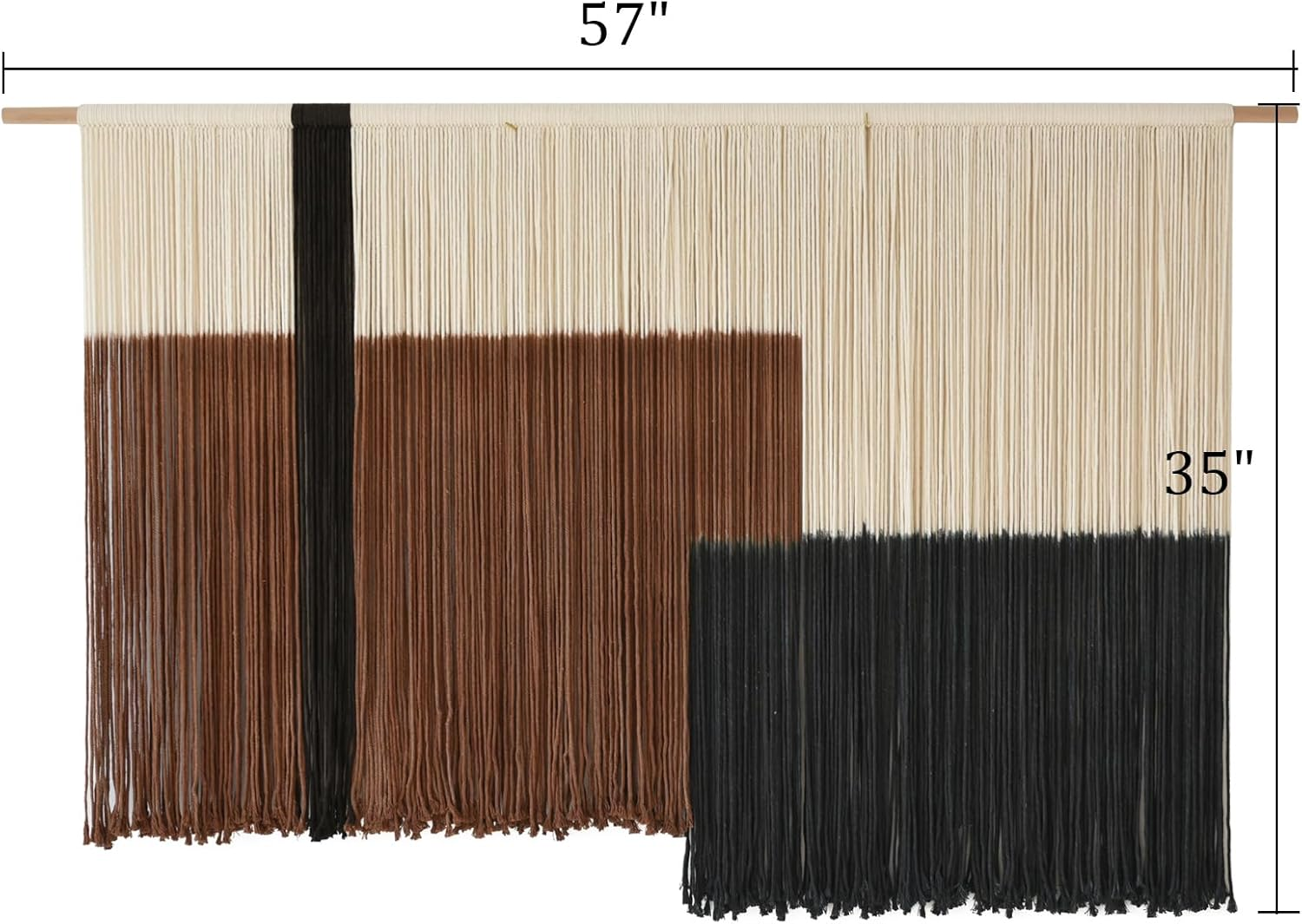 Macrame Wall Hanging Large Dip Dye Tapestry Fiber Wall Art Boho Bedroom D&eacute;cor 57''W*35''L - Coffee image number 4