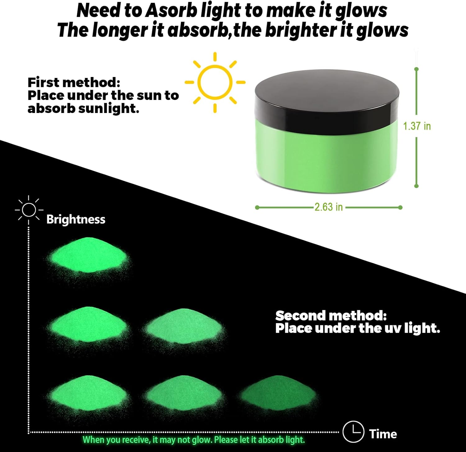 Renfio 3.5Oz/100G Glow in the Dark Pigment Powder, Luminous Powder Resin Color Pigment, Fluorescent Pigment Dye for Epoxy Resin, Slime, Acrylic Paint, Nail, Fine Art - White to Mint - Fluorescent Orange image number 5