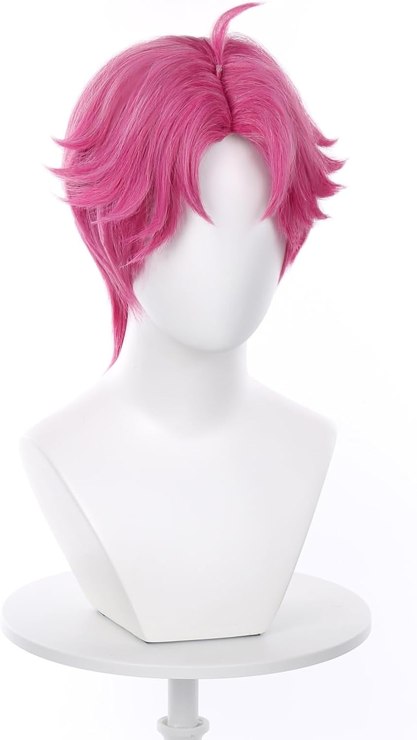 HAMISH Dark Pink Wig Cosplay Wig with Wig Cap Heat Resistant Synthetic Hair for Anime Role Play for Festival, Holiday, Cosplay Party, Comic Exhibition