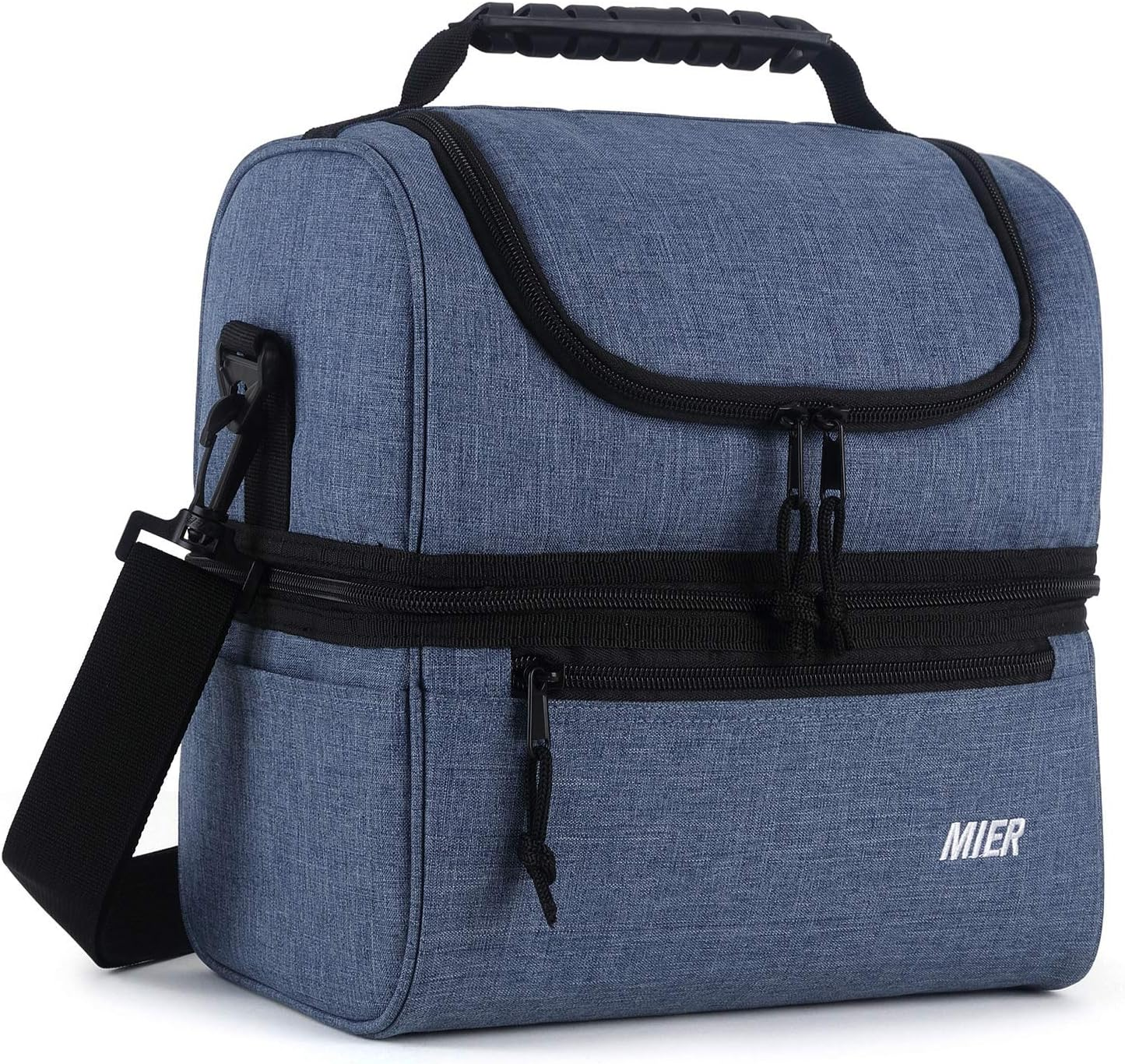 MIER Lunch Bag 2 Decks Cooler Bag Men Women Insulated Lunch Box Bag for Work Travel Picnic Daytrip, 11L, Blue image number 2