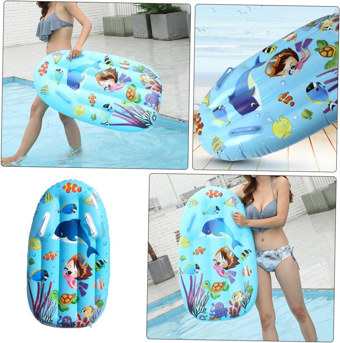 HANABASS 1Pc Inflatable Floating Swimming Board Surfboard for Boys and Girls Safe Floating Pad Handles for Pools Lakes and Beaches Swimming Toy image number 2