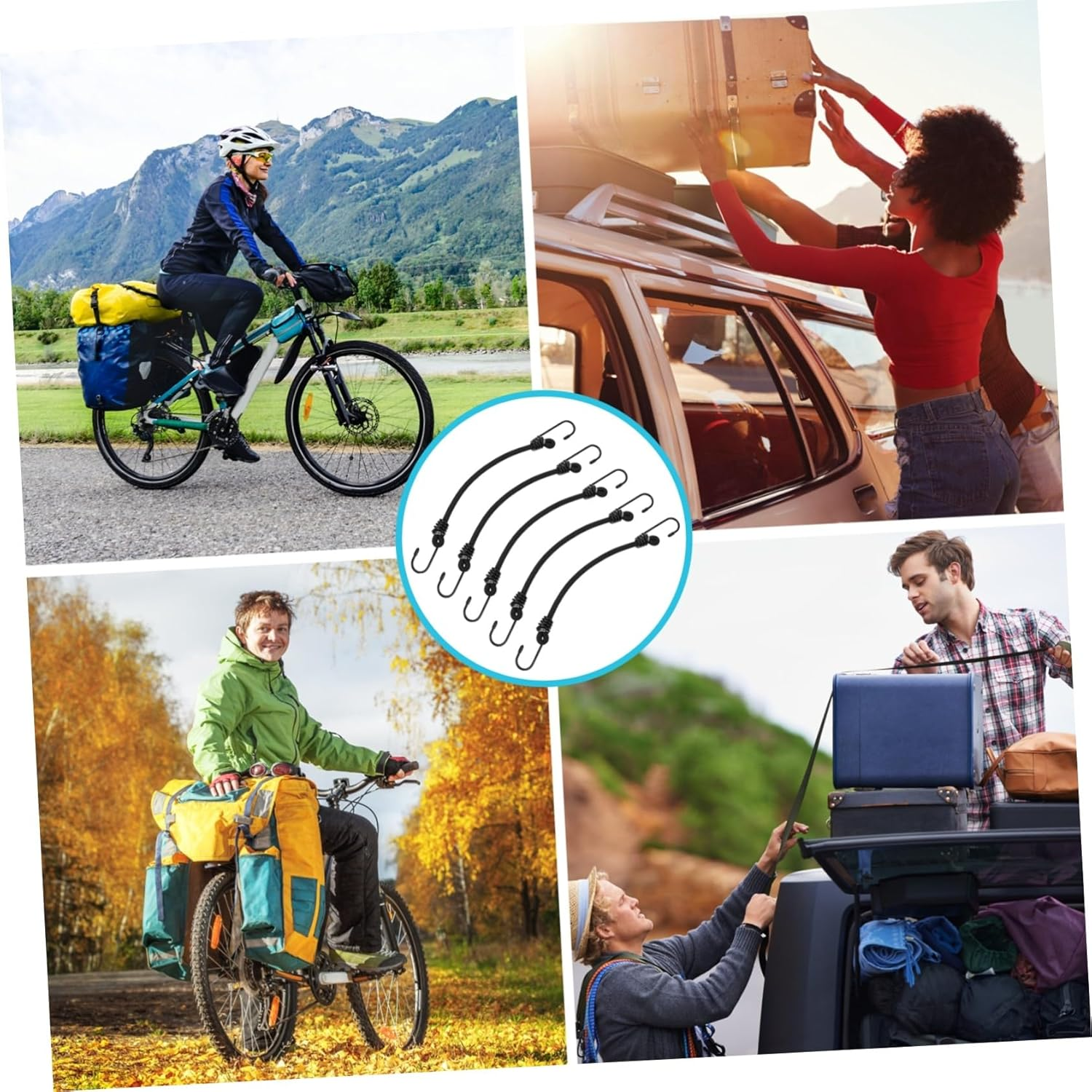 UKCOCO 5Pcs Strapping Hook Rope Elastic Bungee Cords Hooks Luggage Fixing Belt for Travel Gear and Cargo Fixed Belt image number 6