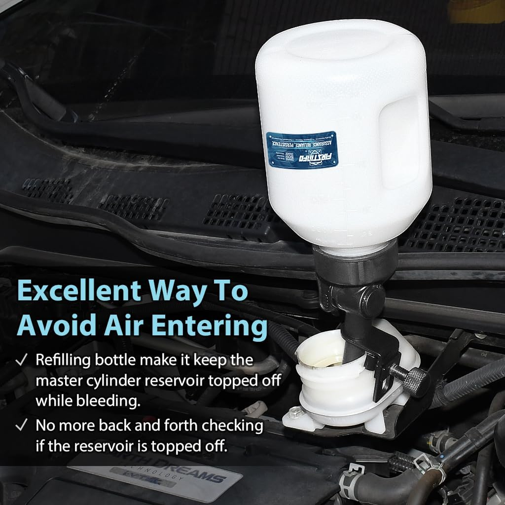 FIRSTINFO A11542-1 Liter Brake Service/Economical Universal Automatic Brake Fluid Dispensing Refilling Bottle Bleeder Bottle image number 4