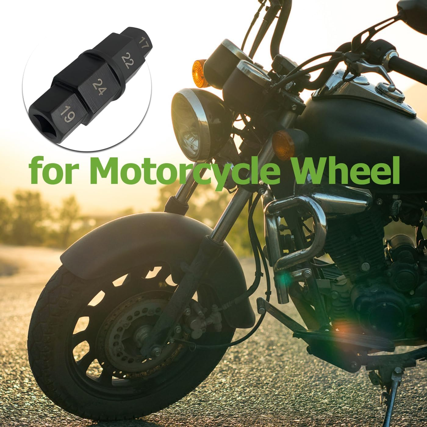 Bestgle Motorcycle Axle Tool, 4 in 1 Motorcycle Hex Axle Removing Kit 3/8" Wheel Hub Hex Axle Spindle Socket Driver Removal Tool Universal Hex Allen Spindle Socket Adapter Set, 17/19/22/24Mm image number 6