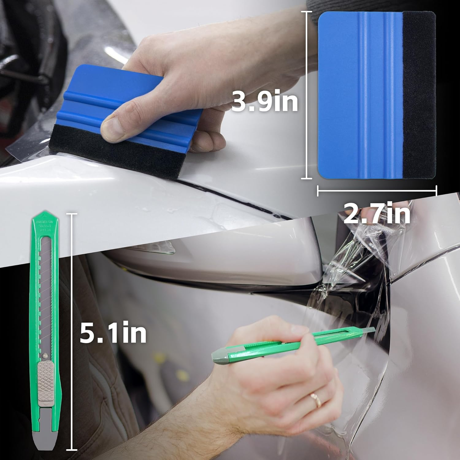 Clear Vinyl Wrap with Tool Kit, Transparent Protective Self Adhesive Car Wrap Film Vinyl without Bubble Clear Gloss Paint for DIY Car Moto Interior Exterior 1Ft X 10Ft image number 5