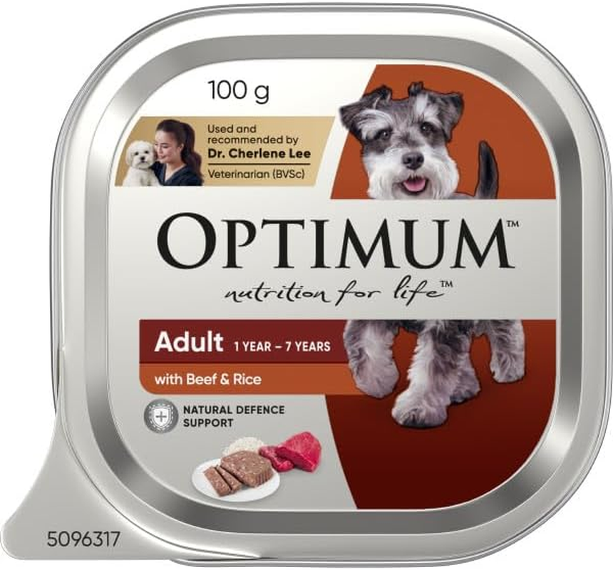 Optimum Adult Beef & Rice Wet Dog Food Tray 100 G (Pack of 12) image number 3