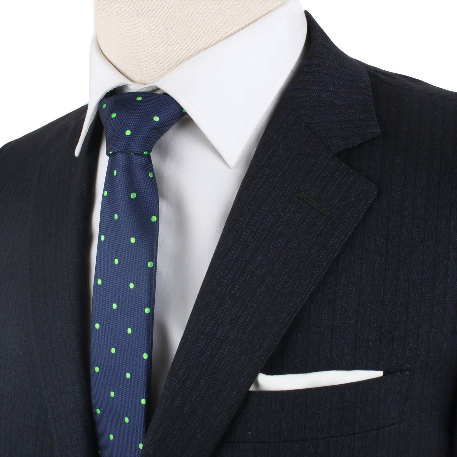 Navy Green Polka Dot Skinny Tie | Neckties for Men | Xmas Present for Men image number 5