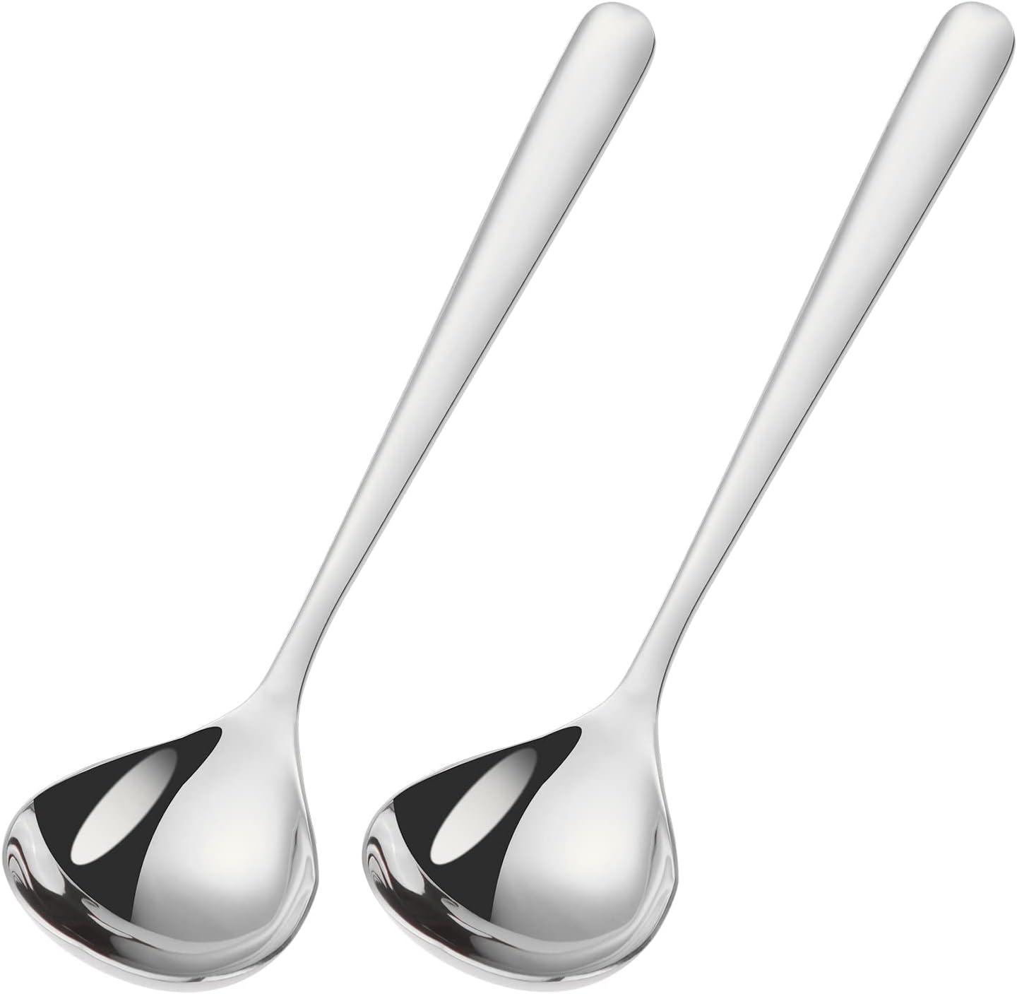 2 Pieces 1 Oz. Mini Stainless Steel Soup Spoons 7.68 Inch Small Ladle for Sauce, Gravy, Dishwasher Safe Metal Ladles for Cooking (Silver)