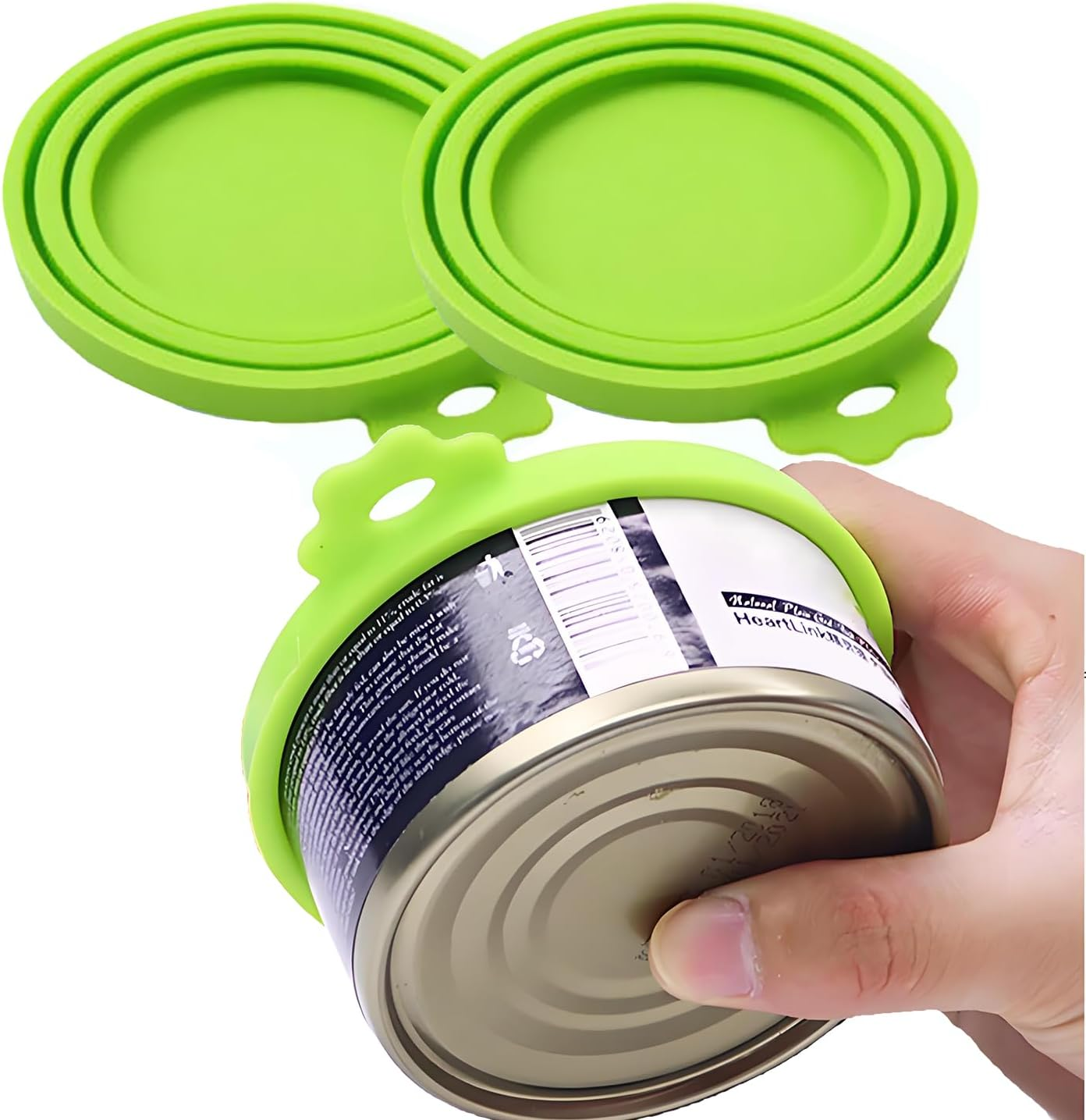 2Pc Pet Food Can Cover Lid Dog Cat Pet Tin Silicone Reusable Storage Cap Silicone Can Covers with Food Safe (Green(2Pcs)) image number 5