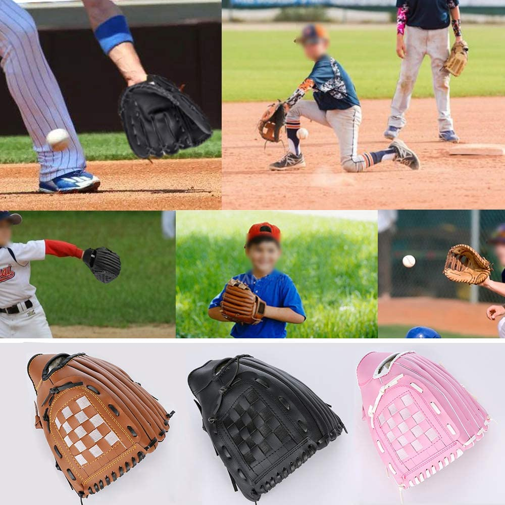 Baseball Glove,Softball Glove Outdoor Sports Teeball Practice Glove for Youth Baseball Exercise Training Glove(11.5In) - Brown image number 2