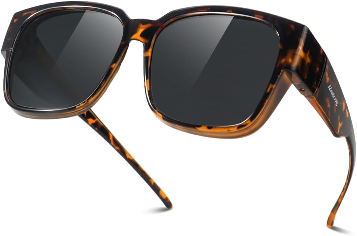 Meeloog Polarized Fit over Glasses Sunglasses for Women, Square Wrap around Lightweight Shades for Driving Riding MST0099