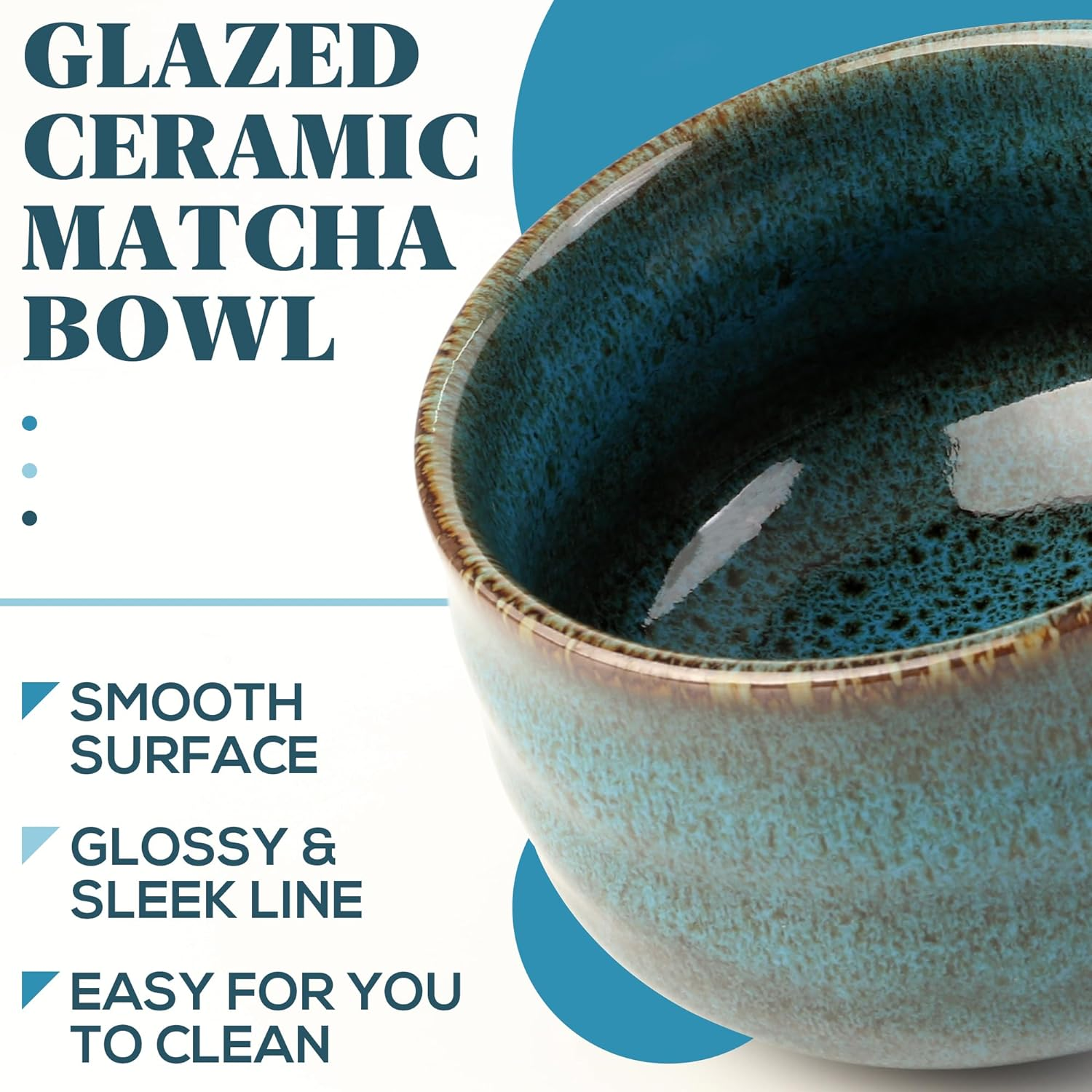 Japanese Matcha Bowl, Glazed Ceremonial Matcha Bowl with Whisk Holder for Matcha Powder/Matcha Tea/Japanese Matcha (Blue)