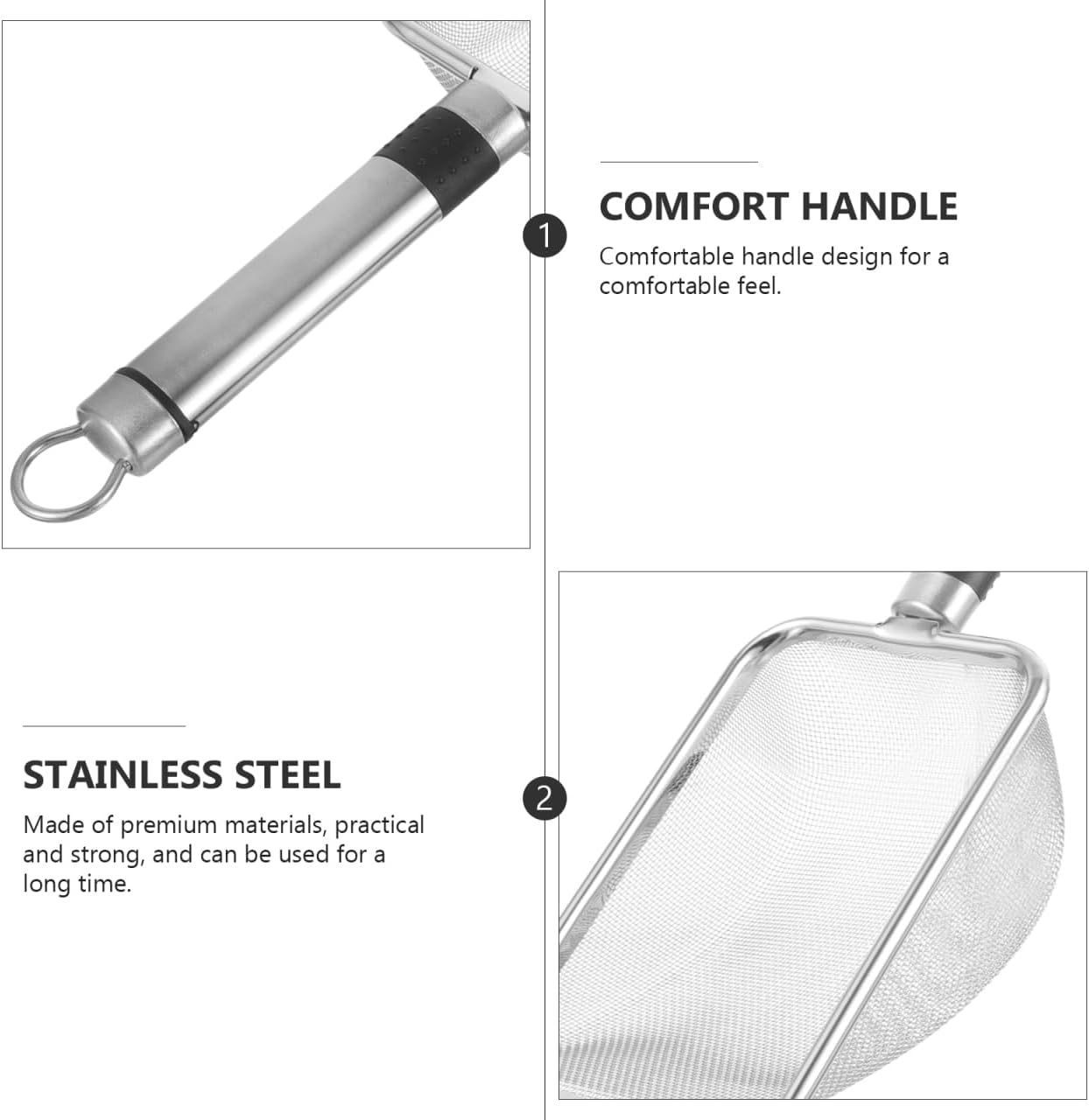 Hohopeti Stainless Steel Reptile Litter Scoop with Fine Mesh Sifter Lightweight Sand Shovel for Tortoise Lizard Snake Terrarium Cleaning Tool image number 3