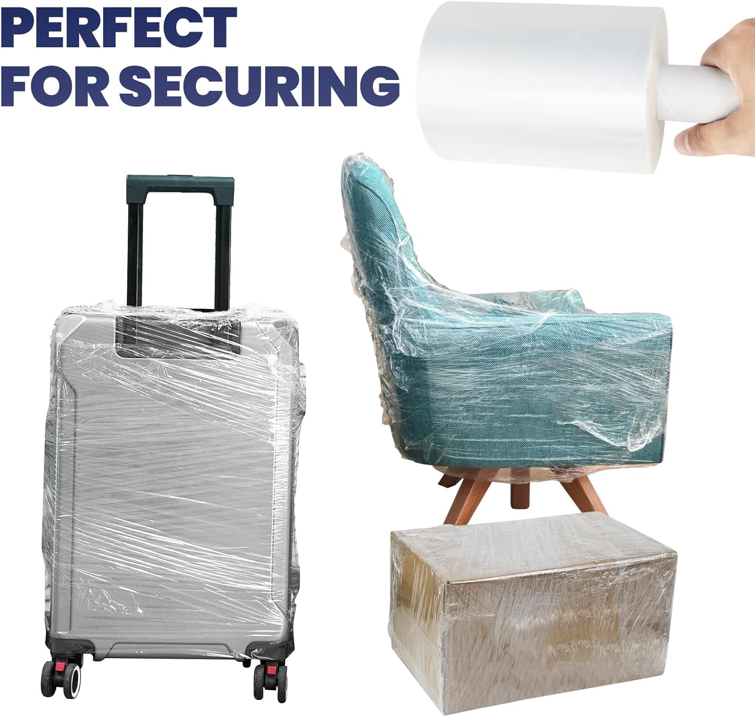 ADHES Mini Hand Stretch Wrap Film 5 Inch X 1000 Feet Industrial Strength 20Um Stretch Film 127Mm X 304M, Shrink Wrap Roll for Packing, Pallet, Furniture Wrapping Moving & Protection image number 5