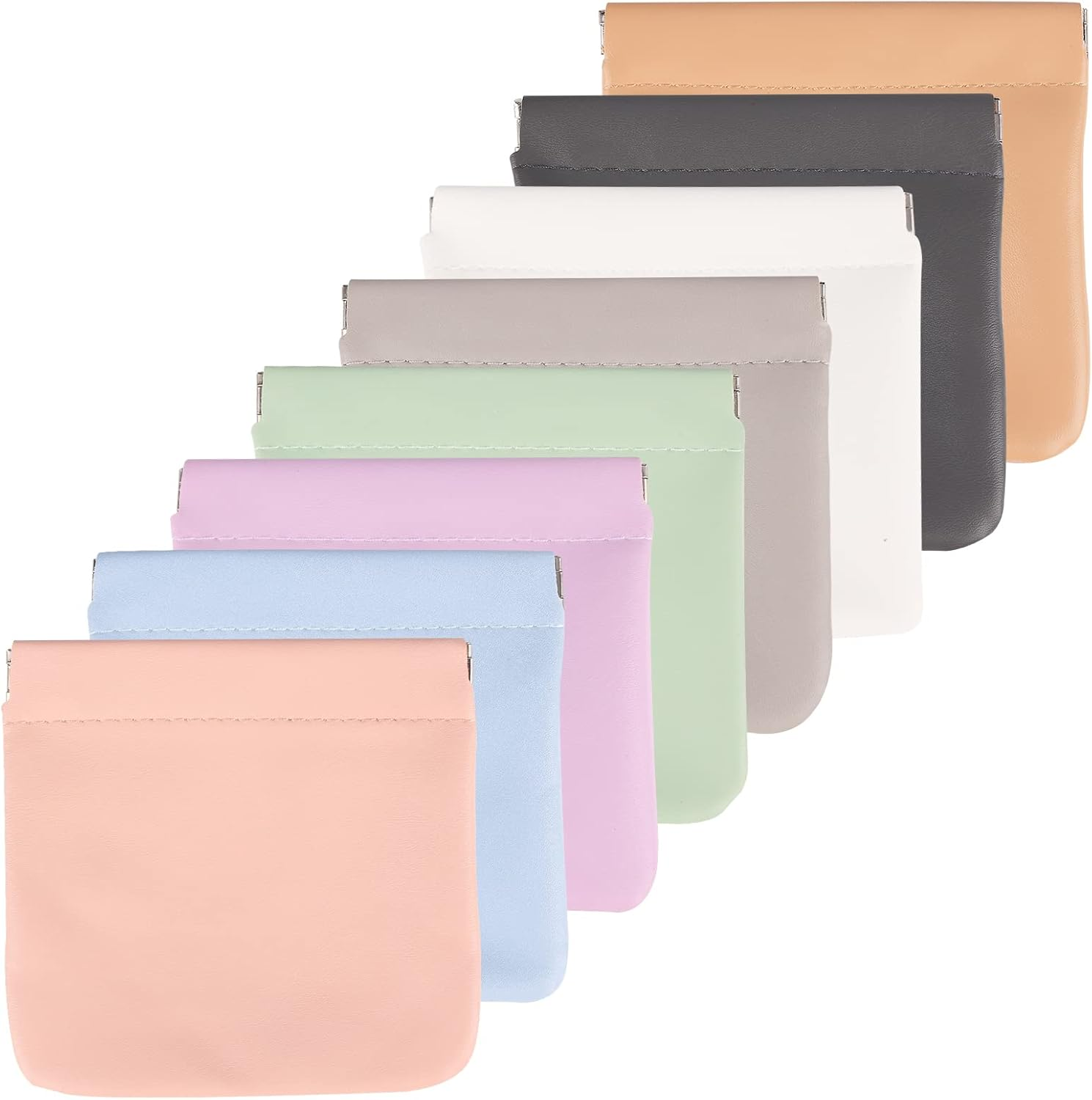 8 Pcs Lambskin Small Makeup Bag for Purse Mini Makeup Pouch Pocket Cosmetic Bag Squeeze Top Portable Travel Makeup Bag for Women Girls Cute Colorful Pouch Aesthetic Gift image number 1