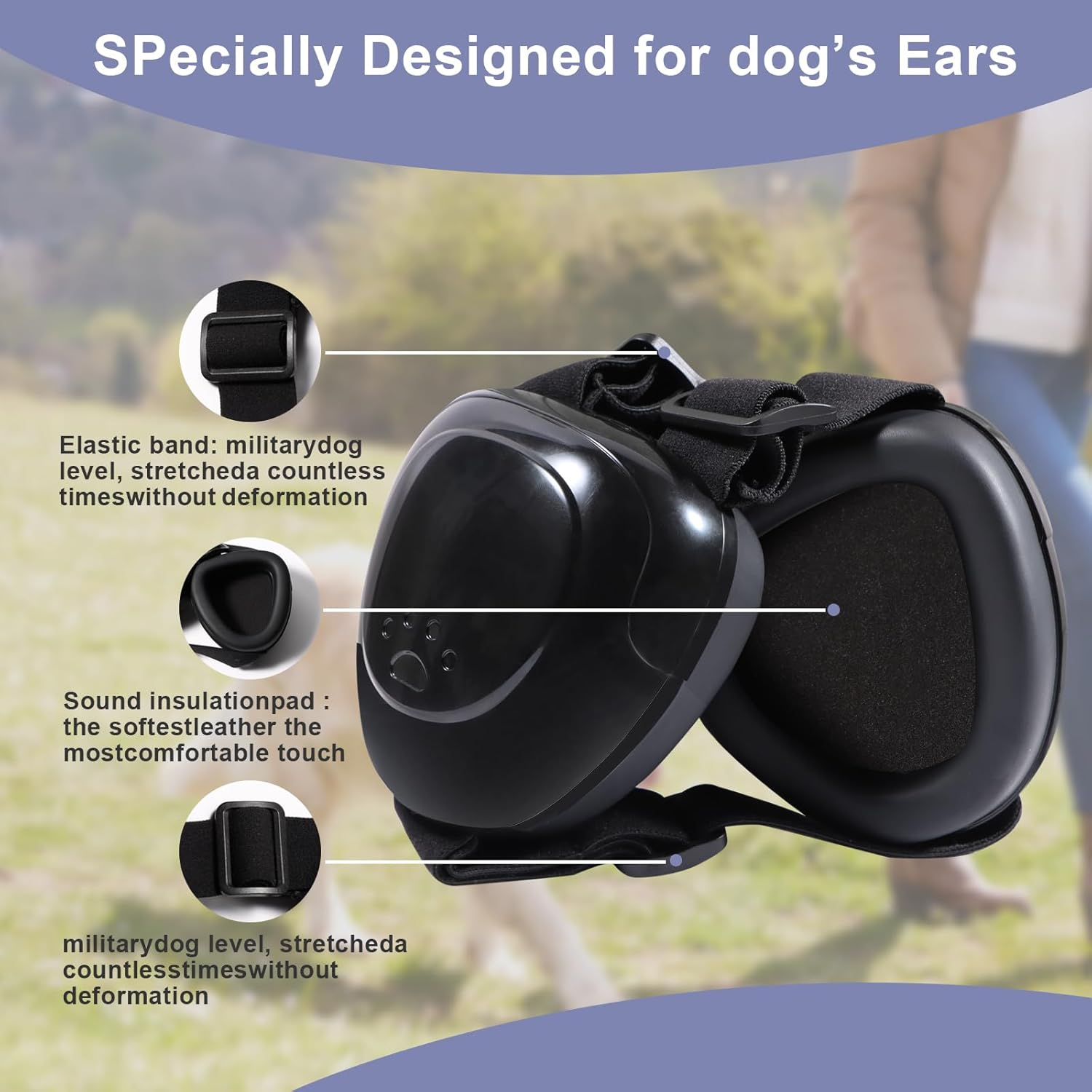Dog Earmuffs, Dog Ear Muff for Hearing Protection Dog Noise Cancelling Headset, Dog Hearing Protection Earphones (Black, M) image number 1