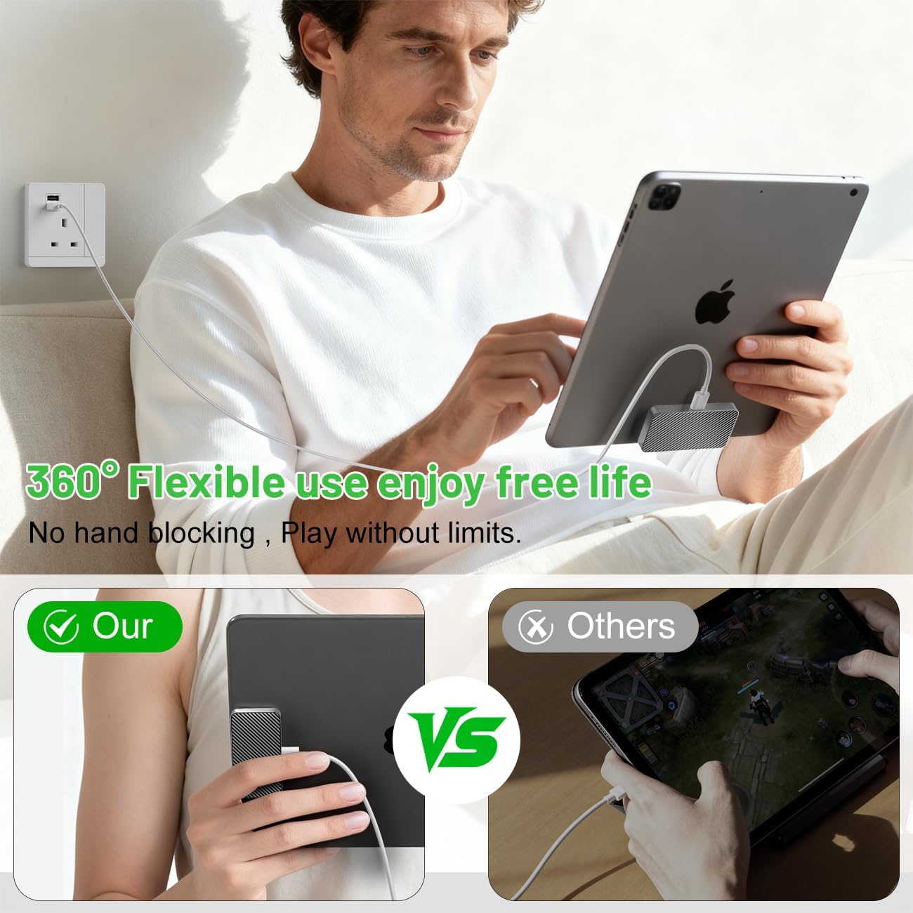 Magnetic Wireless Charger for Ipad Pro 12.9Inch(3Rd/4Th/5Th/6Th) & Ipad Air 13 (M2/M3) ONLY, 18W Fast Charging Smart Connector Charger, Aluminum Alloy Wireless Charging Pad with USB-C Cord Cable image number 5