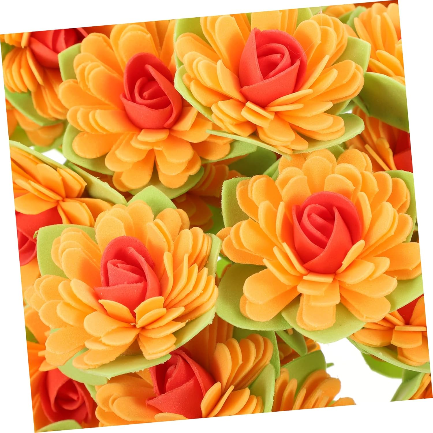 Amosfun 50Pcs Mini Aromatherapy Flower Diffuser Heads Yellow Pe Foam Essential Oil Diffusers for Desk Air Freshener for Bathroom and Office Use image number 2