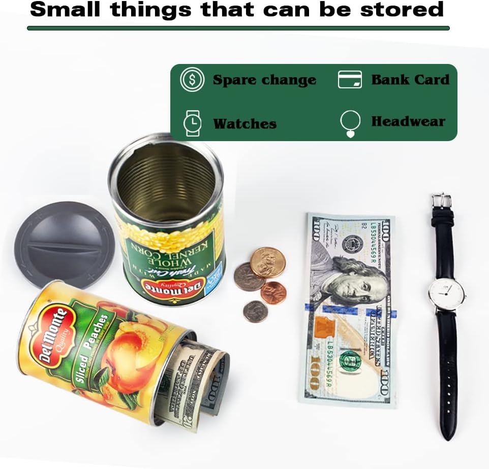 Fake Whole Kernel Corn Can Safes and Fake Peach Can Safes Diversion Secret Stash Safes(Pack of 2,Yellow and Green) image number 6