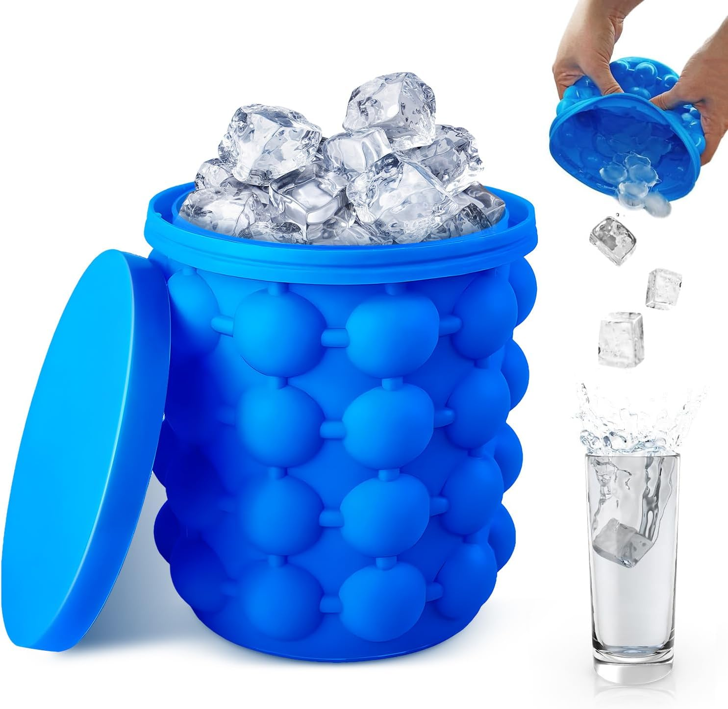 5.5" X 4.8" Ice Cube Maker Silicone Ice Trays Mold Large Silicone Ice Bucket 2 in 1 Silicone round Ice Maker for Party, Match, Picnic, Cocktail image number 3