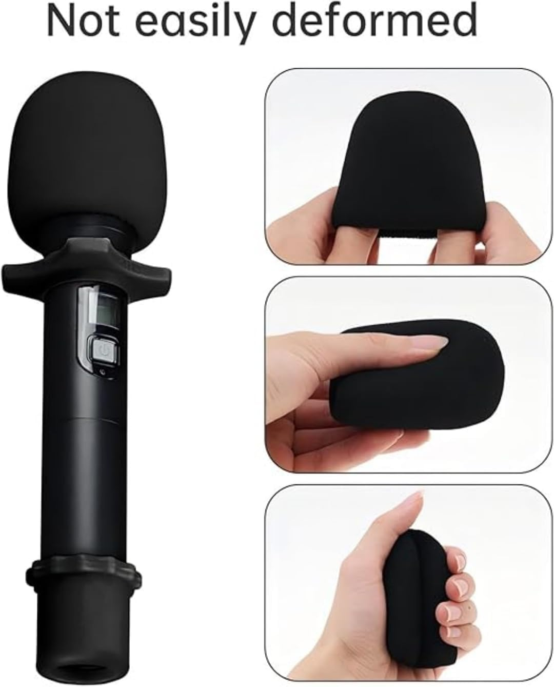 8 Set Microphone Windscreen Foam Covers, Shakeproof Anti-Rolling Mic Protection Silicone Ring, Wireless Handheld Microphone Bottom Rod Sleeve Holder, for KTV, Recording Studio (Black) - Mixed image number 5