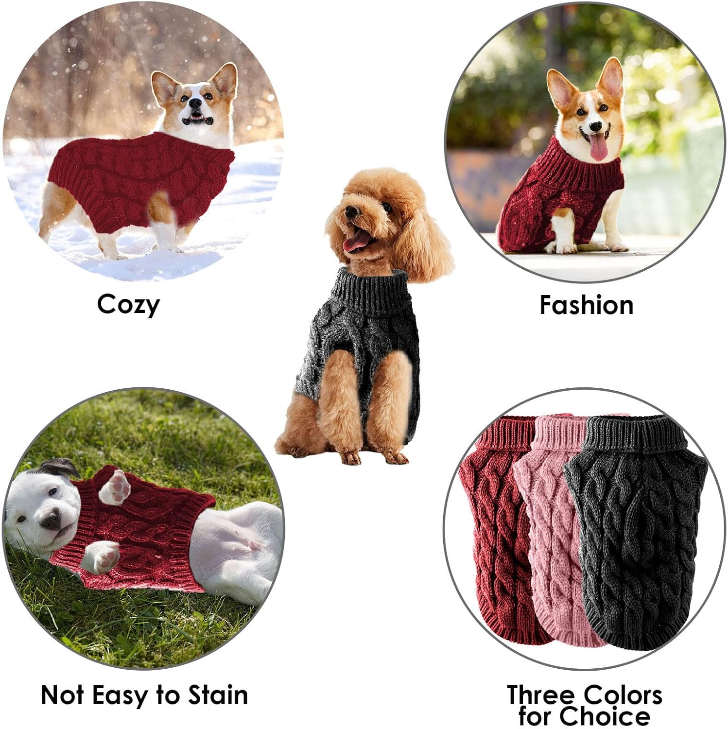 LASIEYO Dog Jumper, Pet Warm Jumper, Knitted Wool Winter Jumper for Medium and Large Dogs (XL, Red) image number 5