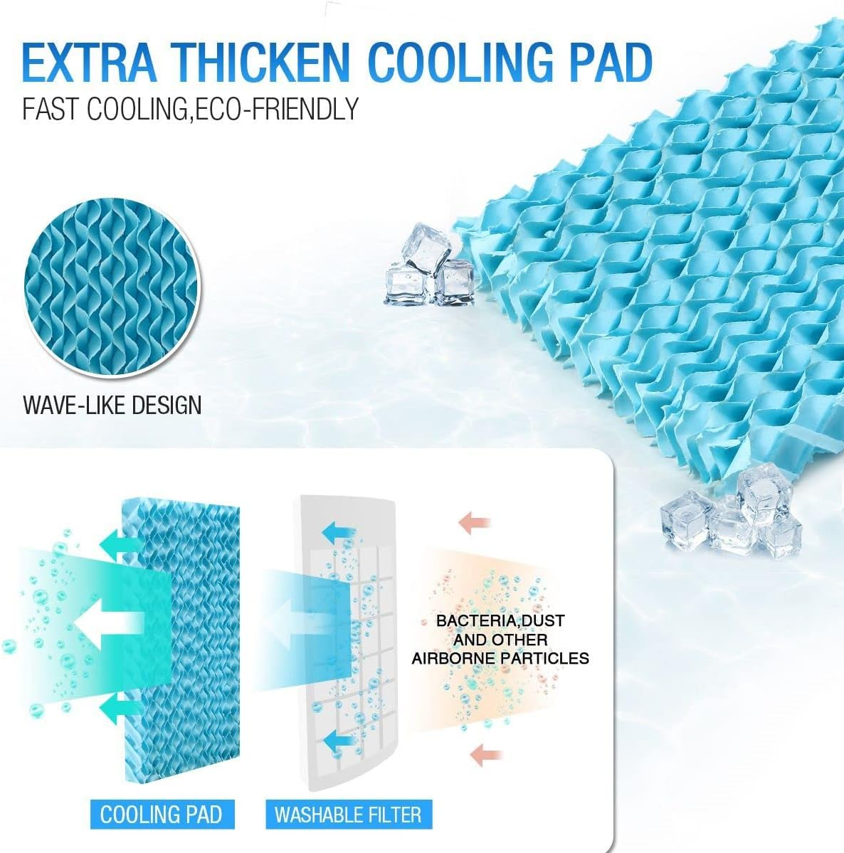 Maxkon Portable Air Cooler Evaporative Cooler Humidifier Purifier Cooling Fan, 20L Water Tank, with 2 Ice Crystal image number 3