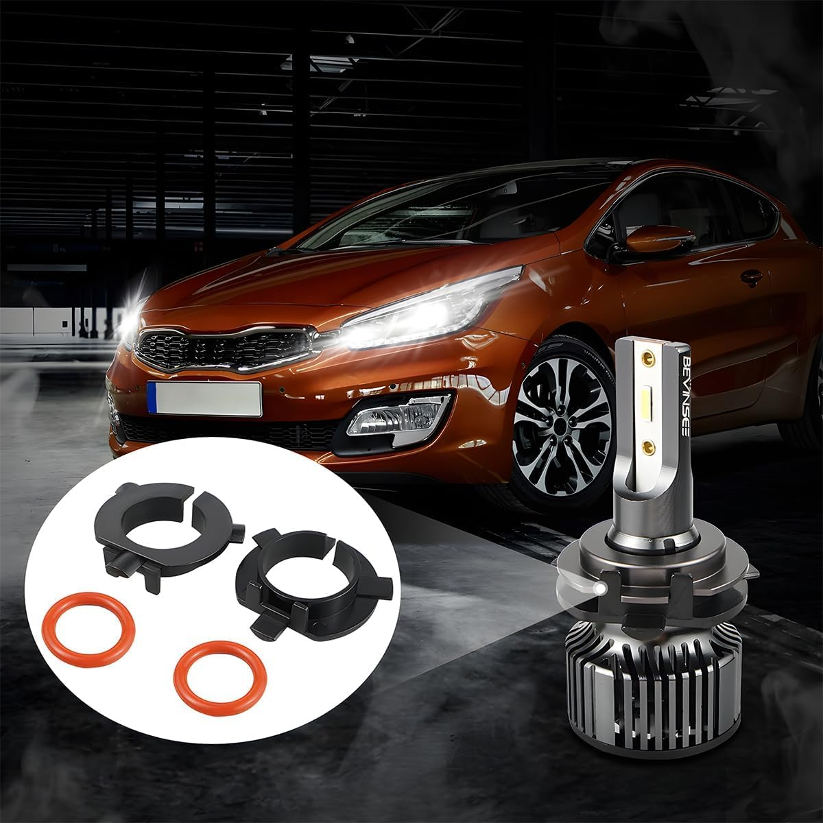 4PCS Car LED Headlight Base, Heat Resistance Automotive H7 LED Headlight Bulb Retainers Holder Adapter Socket Base, Vehicle Accessories Compatible with K3 K4 K5 K7 and More（D106） image number 3