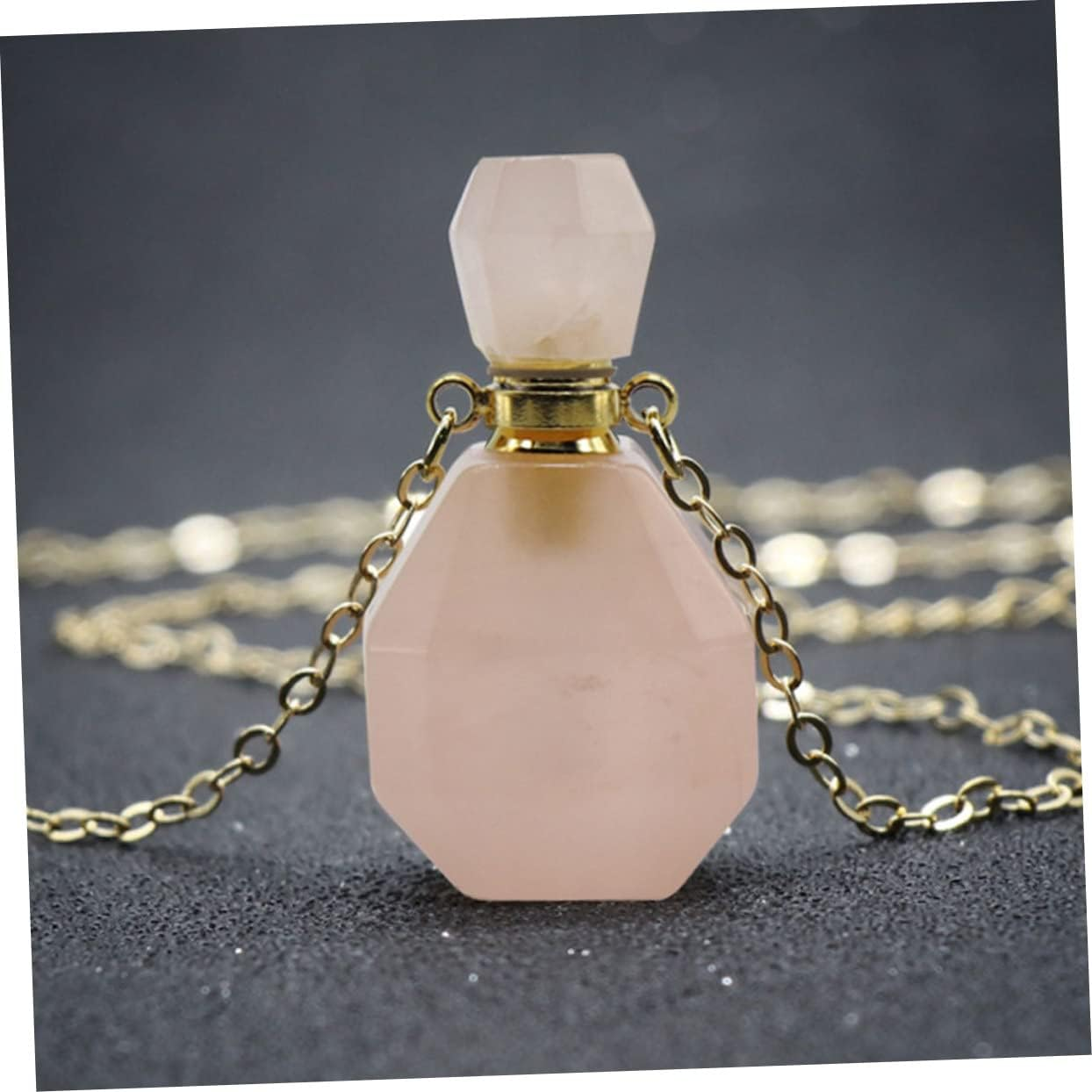 Yardenfun Essential Oil Perfume Travel Bottle Fluorite Crystal Pendant Jewelry Decor Mini Wishing Bottle Necklace Aromatherapy Accessory for Women image number 1