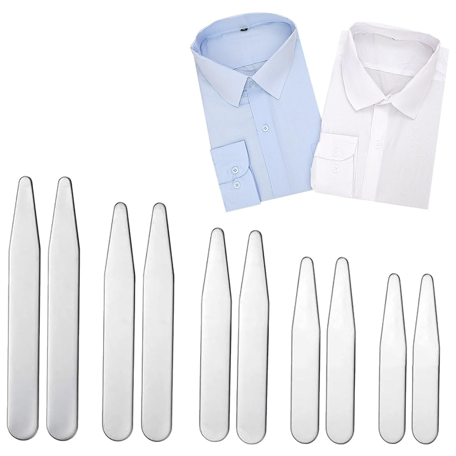 10 PCS Stainless Steel Collar Stiffeners, for Home Use Organizing Travel Mens Dress Shirt (5/5.6/6.3/7/ 7.6Cm)5 Sizes image number 2