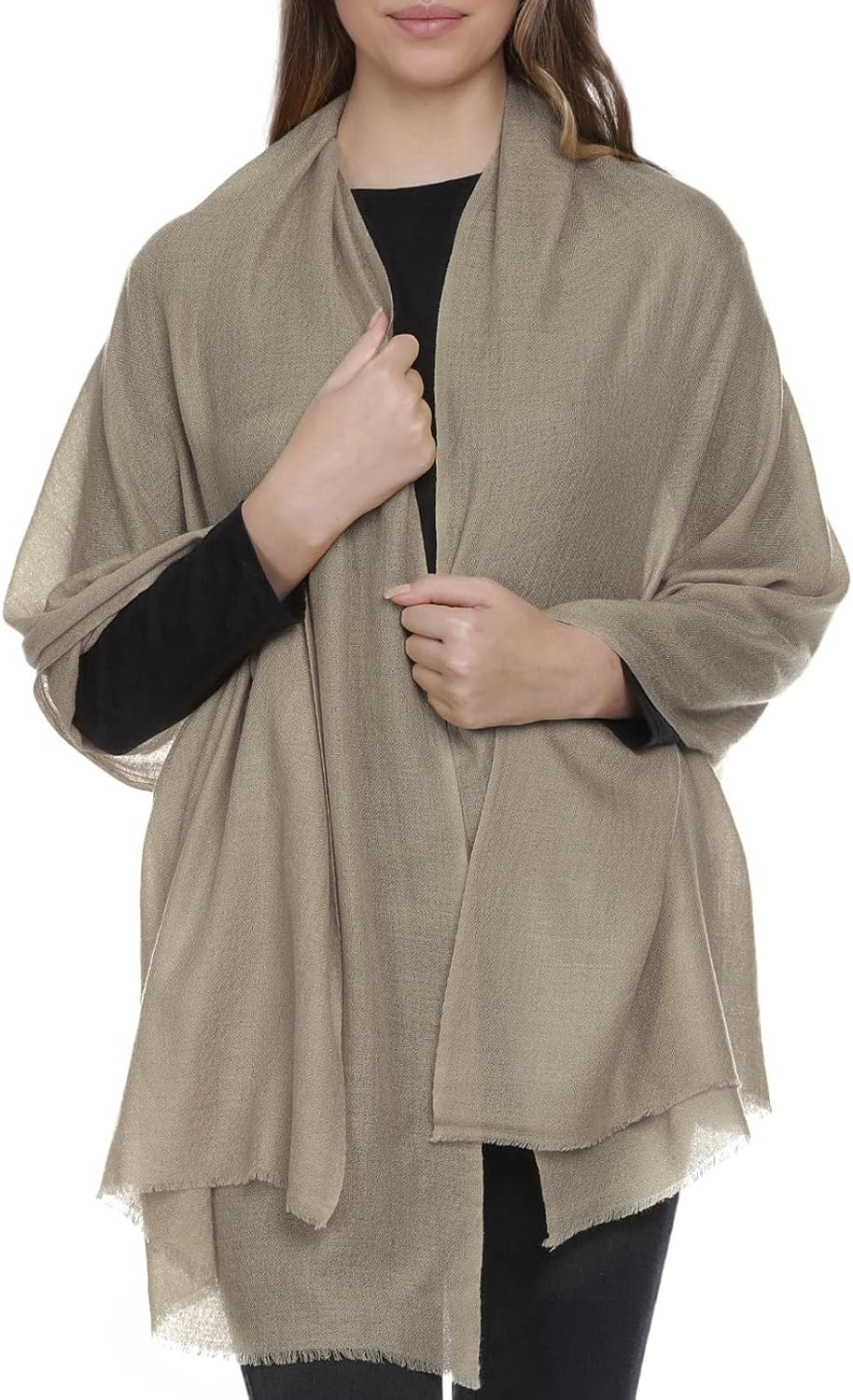 Cashmere Scarf (Gift Box) Made in Kashmir Soft Warm Scarf Merino Wool Mulberry Silk Blend Stole Wrap Womens Mens Pashmina Shawl 22/23 image number 1