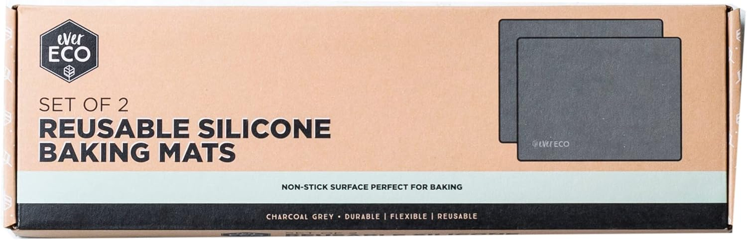 Ever Eco Silicone Baking Mats 2-Pieces, Charcoal