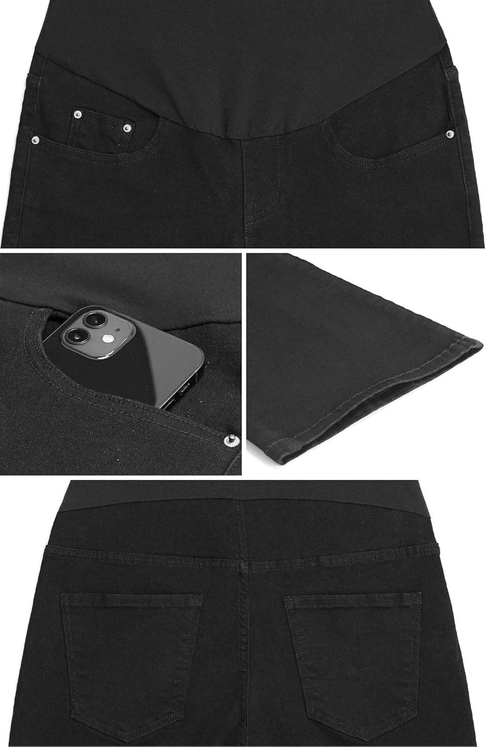 GLAMIX Women'S Stretch Maternity Bootcut Jeans with Pockets over the Belly Bell Bottoms Flare Denim Pants Pregnancy Clothes image number 5