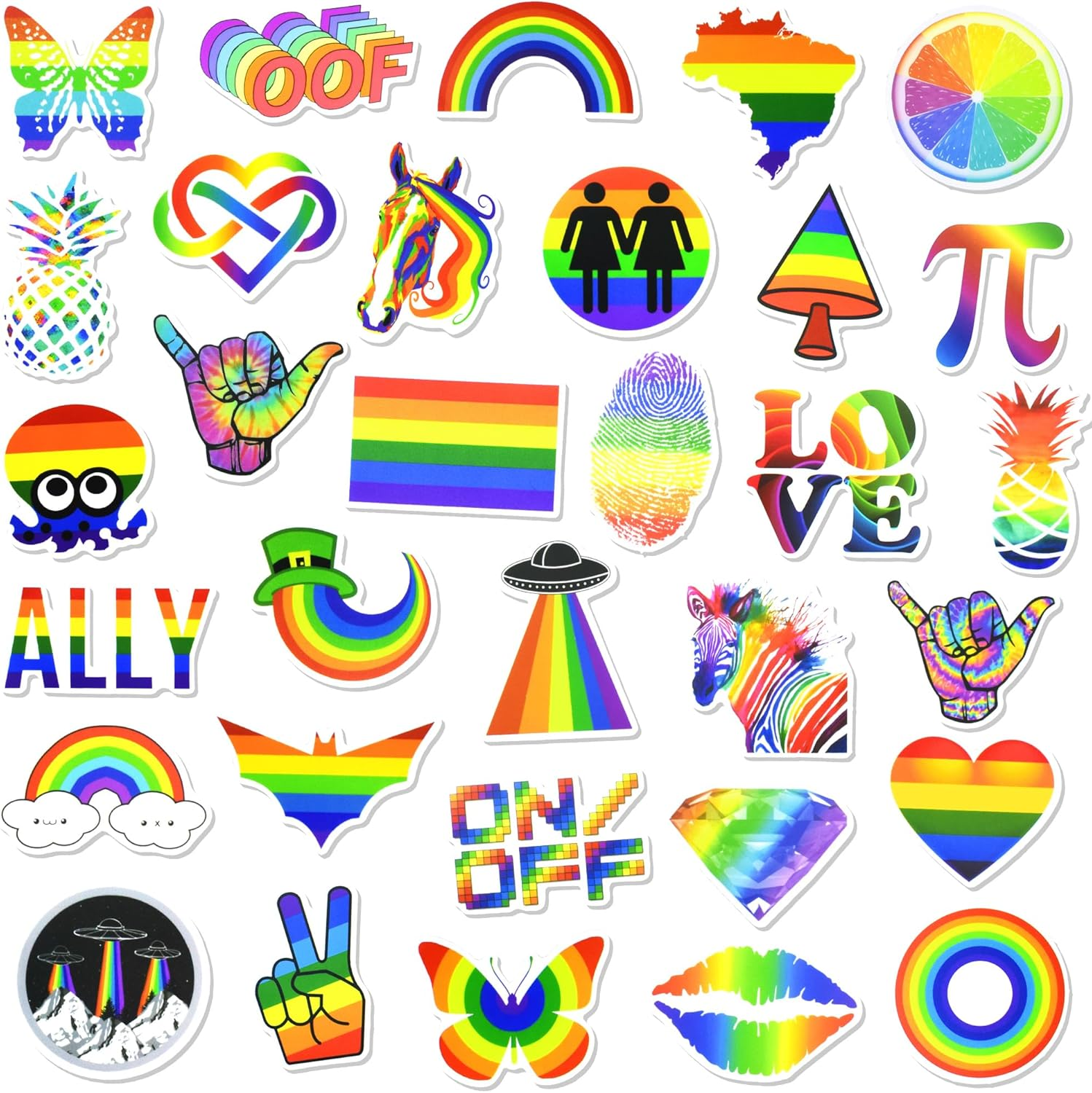 QTL 50Pcs Waterproof Vinyl Rainbow Stickers Pack Water Bottle Laptop Pride Stickers for Adults Party Supplies - 100 Pcs Mini Animals Stickers image number 5