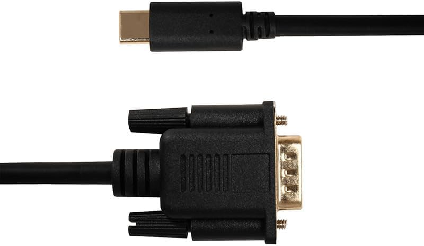 USB C to VGA Cable, USB Type C Plug to VGA Plug Cable Adapter PC Computer Monitor Gold Plated 1.8M image number 3