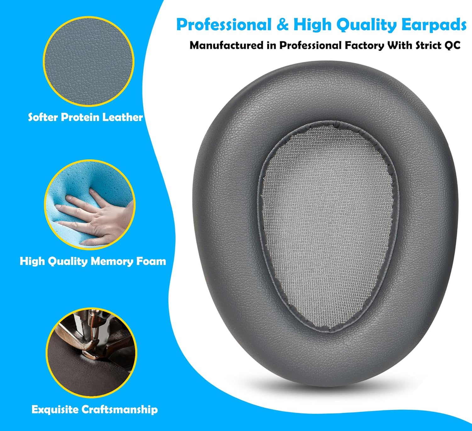 Jbuds Lux Replacement Ear Pads for Jlab Jbuds Lux ANC &ndash; Soft Protein Leather & Memory Foam Cushions Compatible with Jbuds Lux Headphones image number 3
