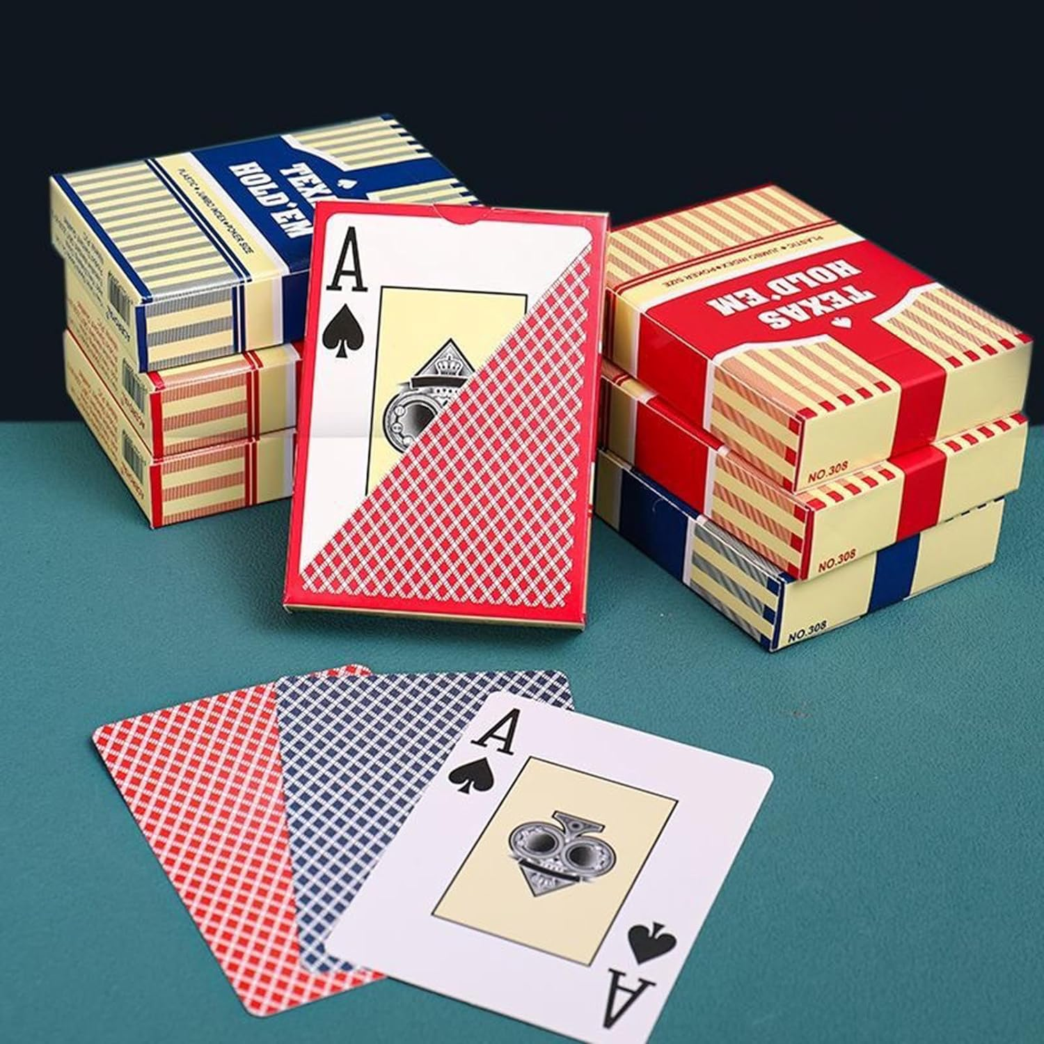 2 Pack Plastic Waterproof Playing Cards, 2 Decks, Red & Blue, Premium Professional Poker Cards, Bridge Cards, Jumbo Index for Blackjack, Texas Hold&rsquo;Em Poker, Canasta Card Game image number 4