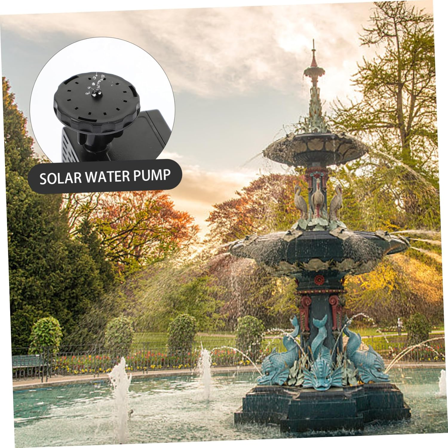 Household Solar Fountain Pump for Garden Ponds Solar Powered Water Pump with Plastic and Stainless Steel Small Floating Outdoor Landscape Fountain Kit Water Feature image number 4