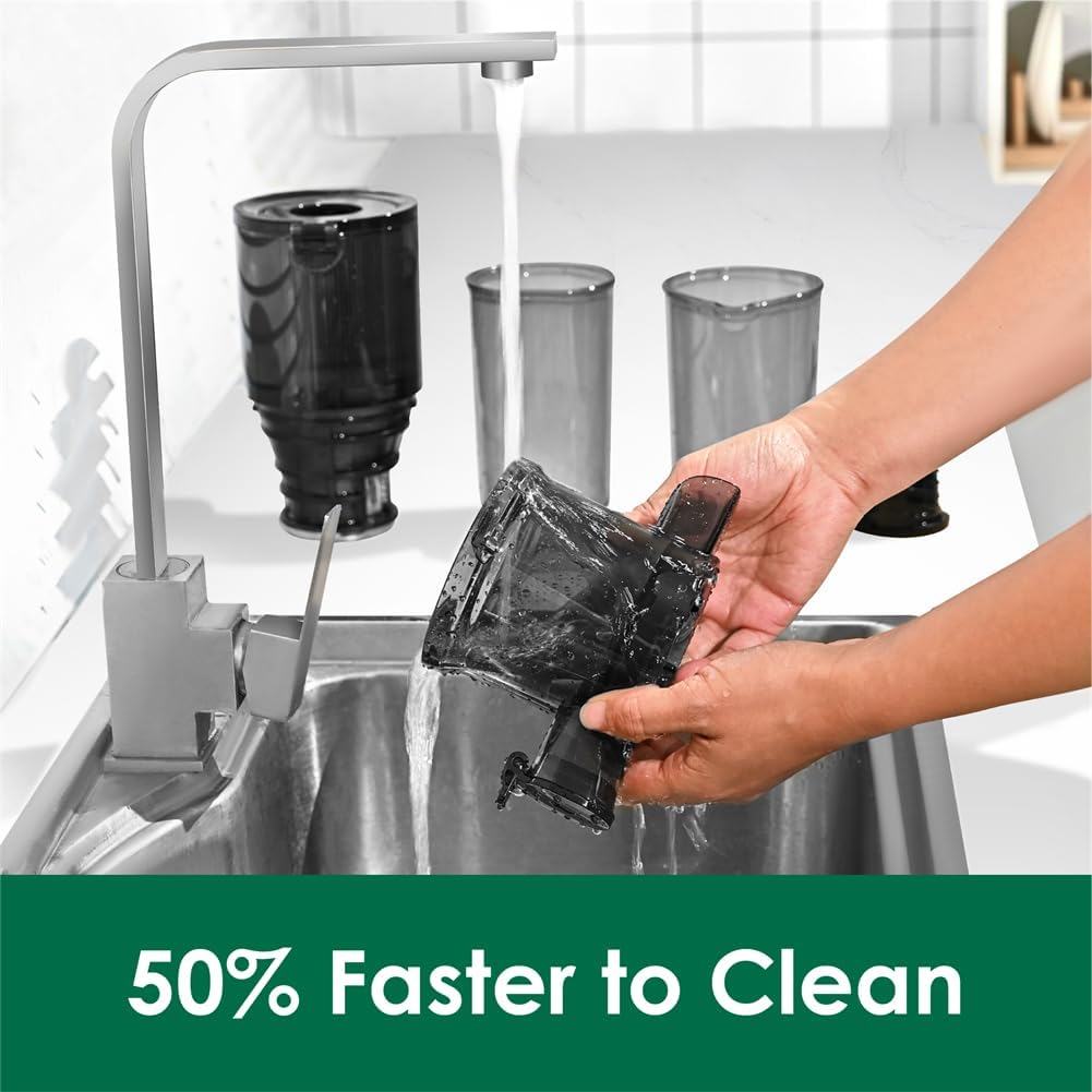 Fretta Cold Press Juicer Machine for Whole Fruits and Vegetables,Masticating Slow Juicer with 1L Large Capacity and 108Mm Wide Feeding Chute,Tritan Bpa-Free,Reverse Function,200W,Easy to Clean,Black - Grey image number 4