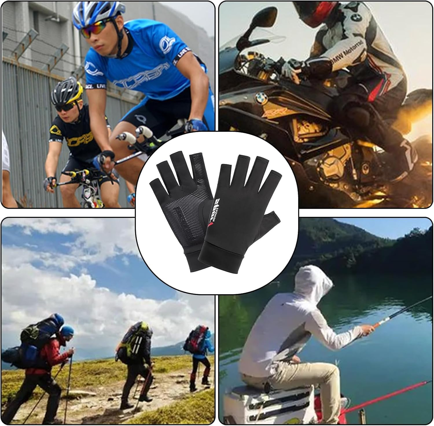 CUBETA Fingerless Anti-Slip Men'S Gloves, Sun Protection Gloves for Outdoor, Driving, Traveling, Fishing