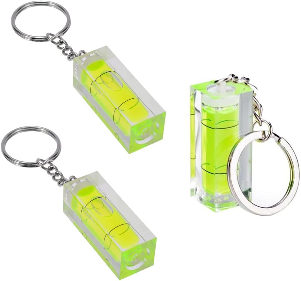 2Pcs/Set Mini Bubble Level Acrylic Green Spirit Levels Key Ring Style 15X15X40Mm Key Chain Pocket Tool Accessories Gadget Measuring Instruments Small Levels Layout Tools image number 4