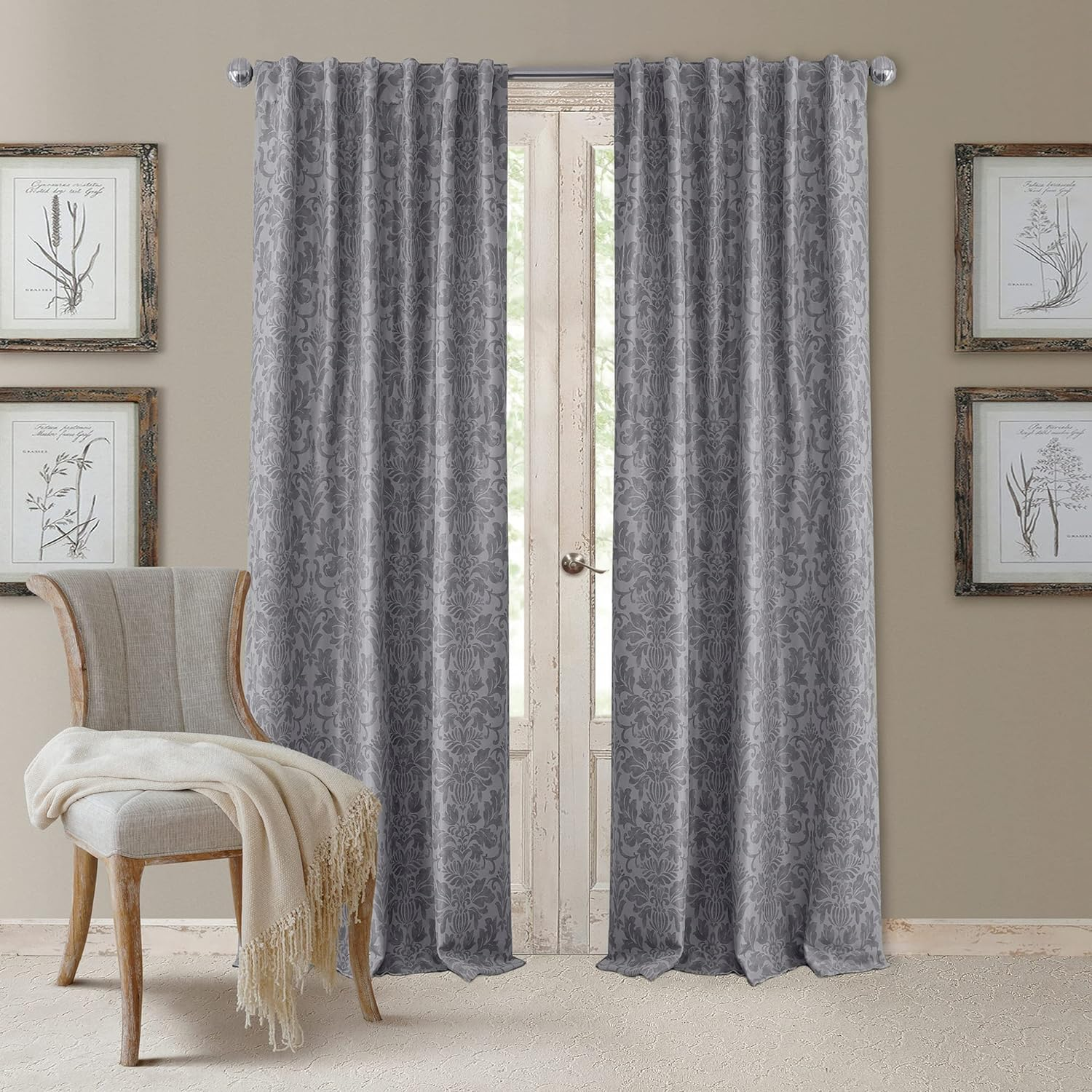 Elrene Home Fashions Antonia Blackout Rod Pocket/Back Tab Window Curtain Panel, Fabric, Rouge, 52" X 36" (1 Valance)