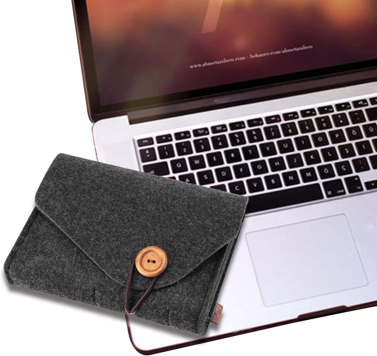 Procase Macbook Power Adapter Case Storage Bag, Felt Portable Electronics Accessories Organizer Pouch for Macbook Pro Air Laptop Power Supply Magic Mouse Charger Cable Hard Drive Power Bank&ndash;Black image number 6