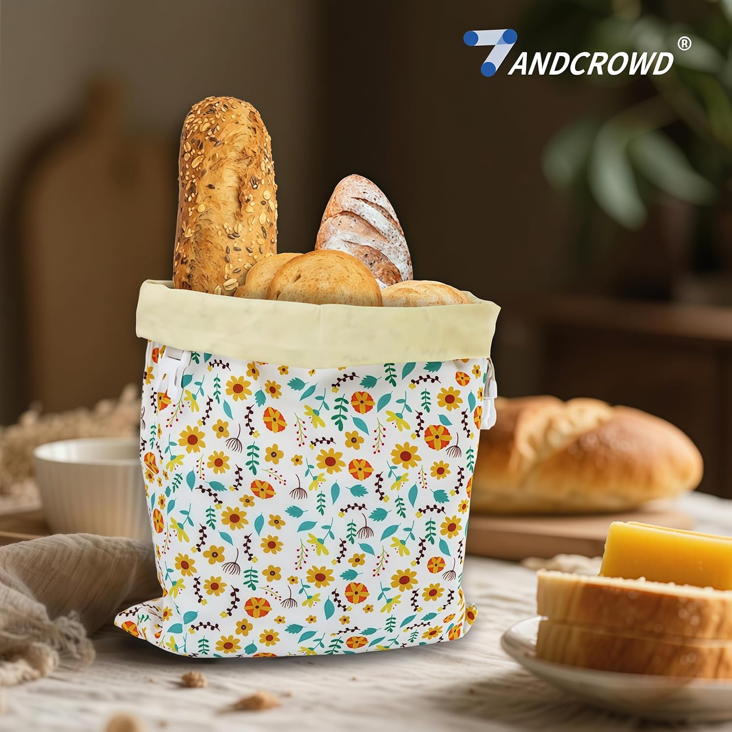 Beeswax Bread Bag Suitable for Food Preservation,Baking Storage and Outdoor Picnics.Beeswax Lined,Reusable Cotton Cloth Bag Forhomemade Bread,Freezer Storage Bag,Fresh Keeping,2 Pack. image number 6