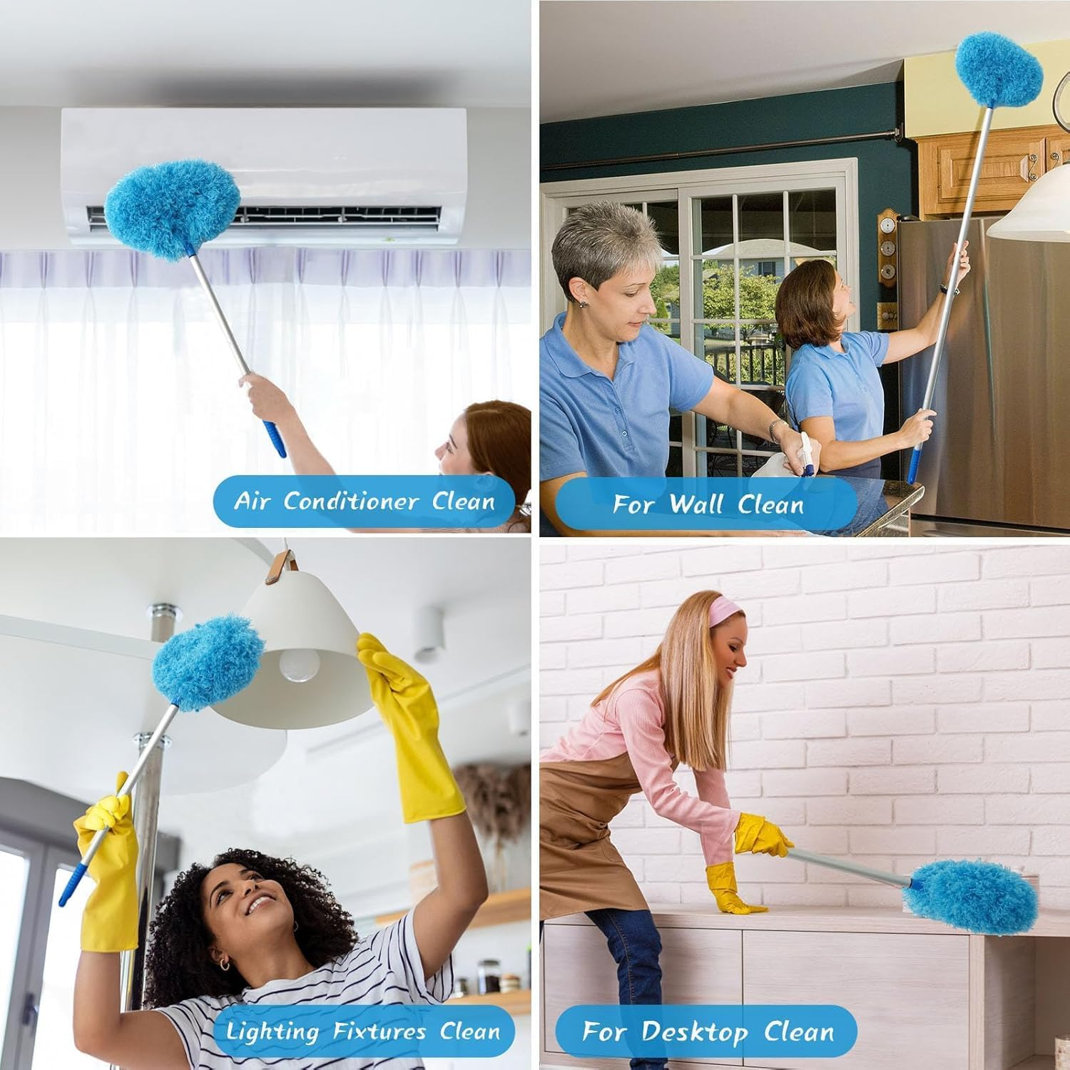 AHGXG Ceiling Fan Cleaner Duster, Microfibre Extendable Handle, 13-48 In, Reusable Blade Cleaner for Bookshelves, Windows, Doors, image number 1