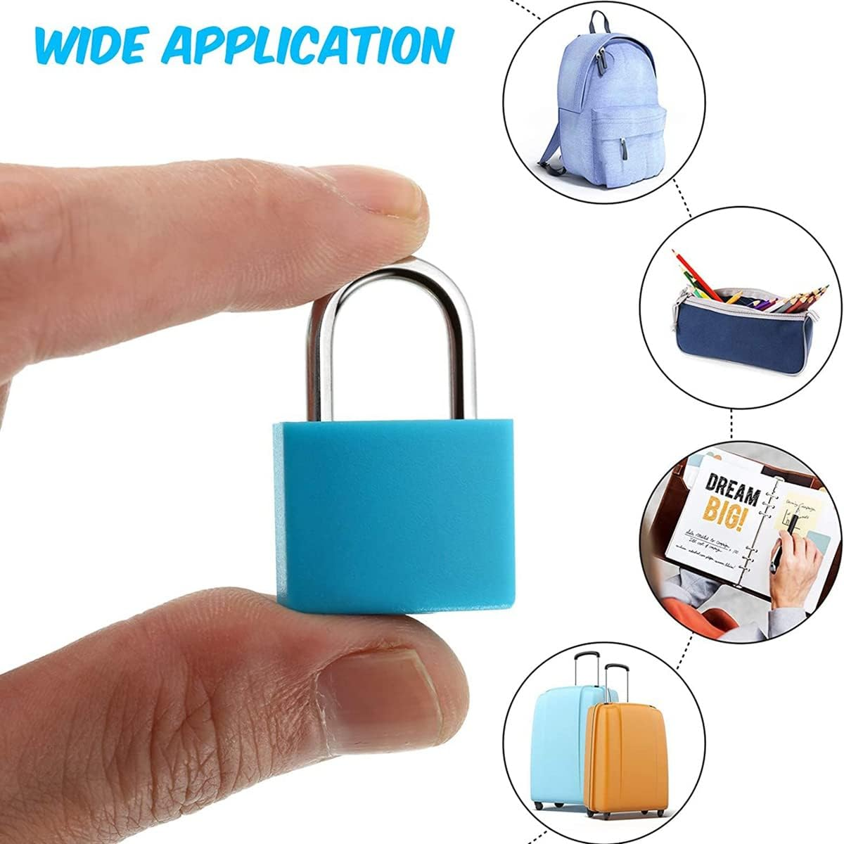 Mifrsnu 10 Pack Suitcase Locks Easy Carrying with Keys,Multicolor Small Luggage Padlocks Metal Padlocks for School Gym Classroom Matching Game image number 2